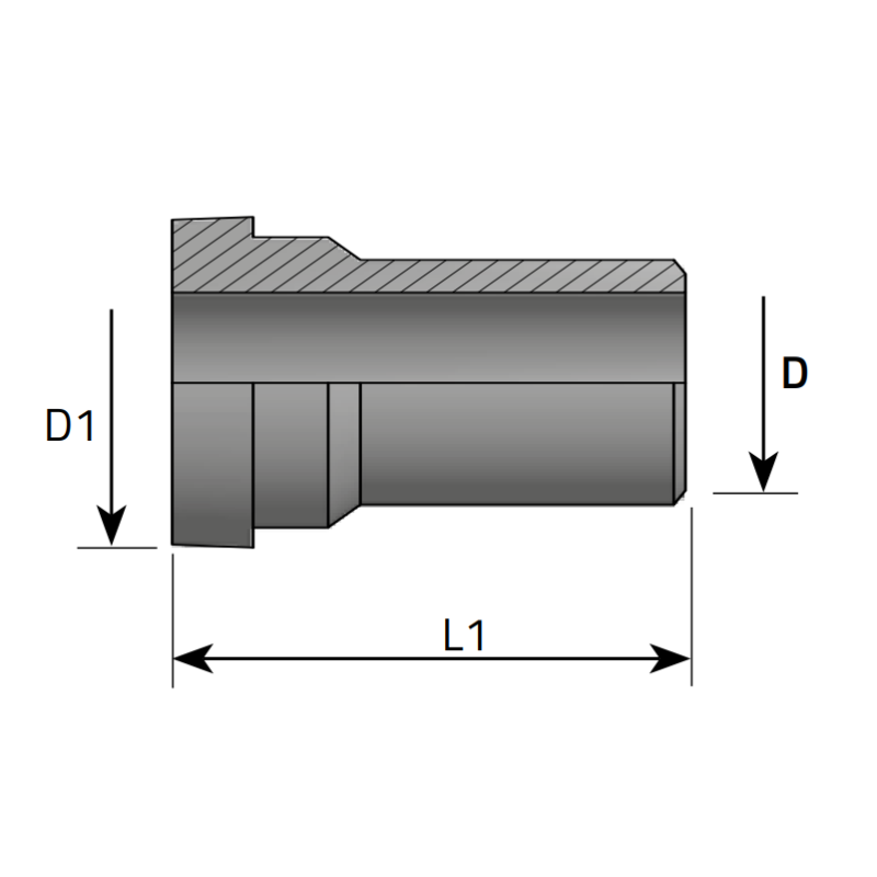 Złącze proste do spawania TOW ORFS D6, Materiał: Stal cze