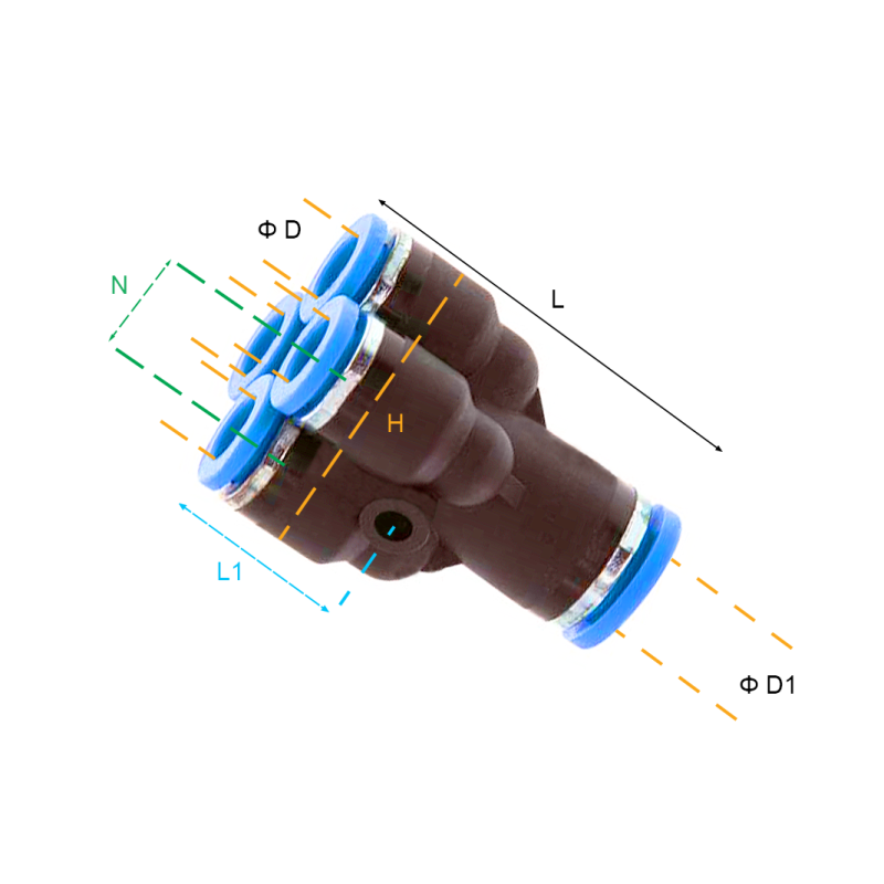 Rozgałęźnik wtykowy YP, Rozmiar wariantu: 1 x 6 mm - 4 x 