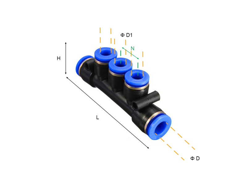 Rozdzielacz wtykowy wielosegmentowy WP Metryczny 2x 10mm - 3