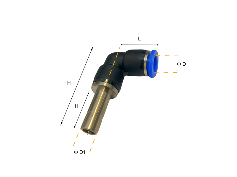 Łącznik rurowo-wtykowy kątowy Long LP 4 mm - 4 mm, Rozmiar ØD: 4 mm - 4 mm