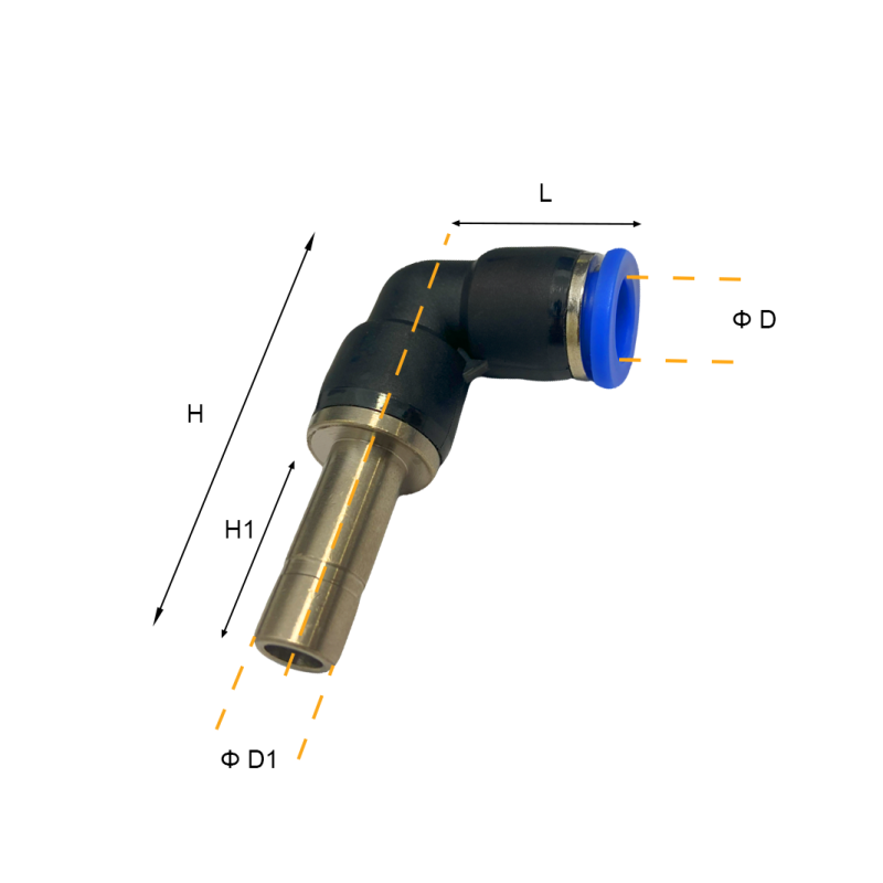 Łącznik rurowo-wtykowy kątowy Long LP 4 mm - 4 mm, Rozmiar ØD: 4 mm - 4 mm