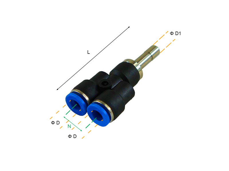 Łącznik rurowo-wtykowy YP 4 mm - 4 mm, Rozmiar ØD: 4 mm -