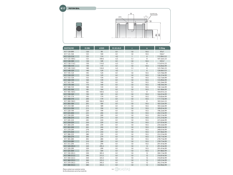 Uszczelnienie K17 8x3,1x2,2k/2,90x1,78, Symbole uszczelnień