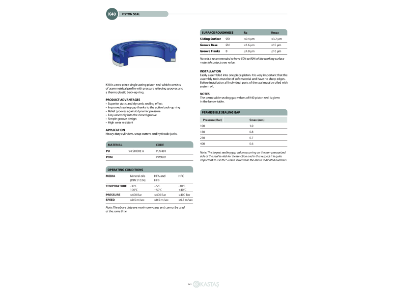 Uszczelnienie K40 14x8x6k/10, Symbole uszczelnień kastas OK
