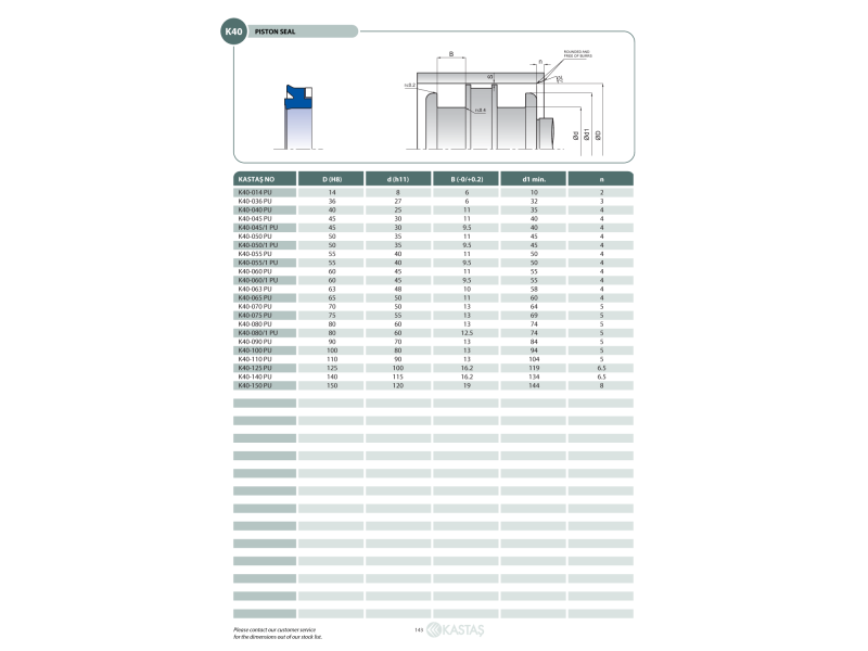 Uszczelnienie K40 14x8x6k/10, Symbole uszczelnień kastas OK