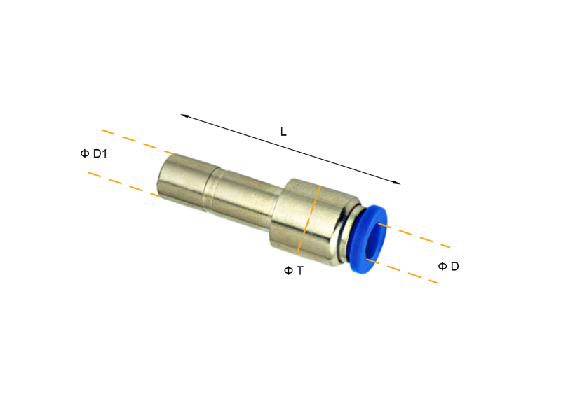 Łącznik wtykowo-rurowy redukcyjny z większym wtykiem Metryczny RP 6 mm - 4 mm, Rozmiar ØD: 6 mm - 4 mm