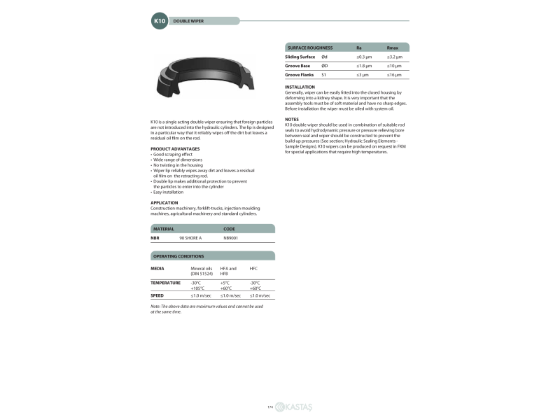 Uszczelnienie K10 10x18x16x13,5x4k/6k/8u, Symbole uszczelnie