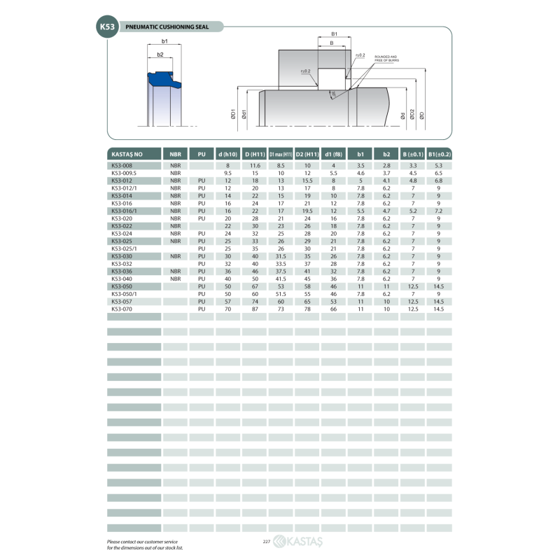 Uszczelnienie K53 PU 12x18x4,1u/4,8k, Symbole uszczelnień k