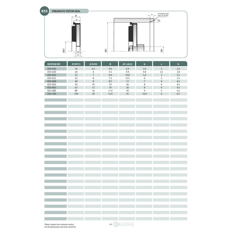 Uszczelnienie K55/K55F 19x4,5x4,4u, Symbole uszczelnień kas