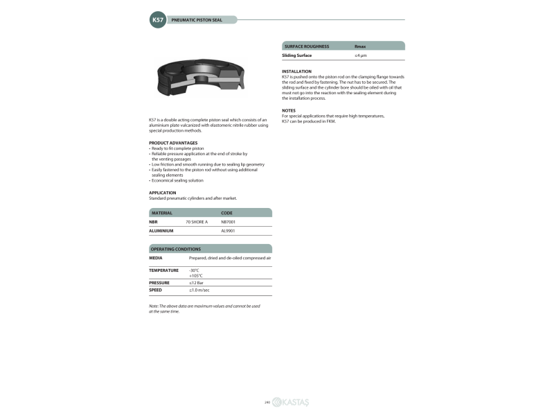 Uszczelnienie K57/K57F 10x3x5u, Symbole uszczelnień kastas 