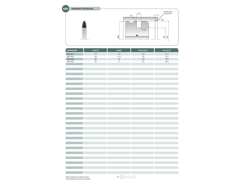 Uszczelnienie K63 10x5,4x1,8k, Symbole uszczelnień kastas O