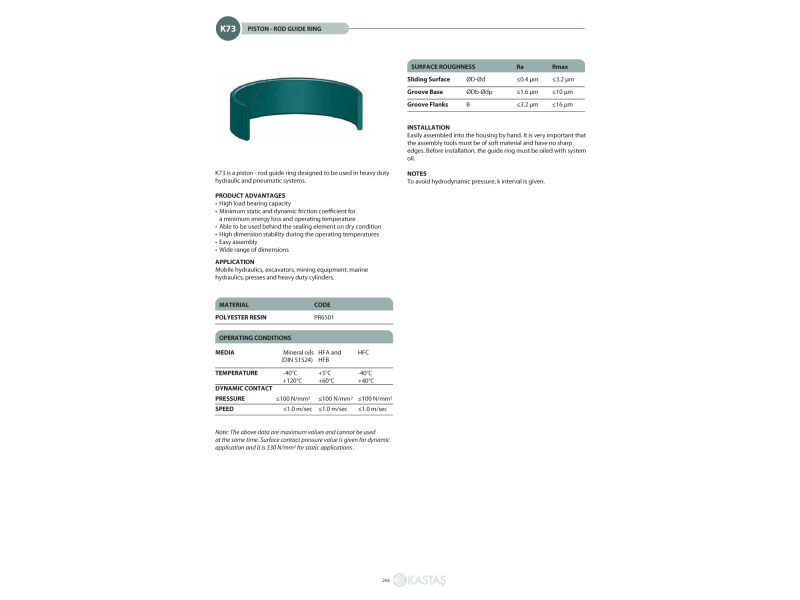 Pierścień prowadzący K73 135x140x25k/24,5u, Symbole uszcz