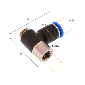 Przyłącze wtykowe kątowe BANJO z gwintem wewnętrznym BSP