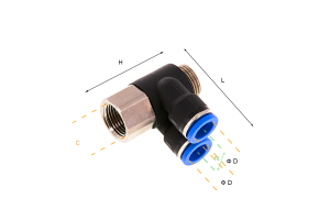 Przyłącze wtykowe kątowe podwójne BANJO z gwintem zewnę