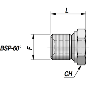 Przyłącze do spawania ze stożkiem 60° RV501, Rozmiar gwi