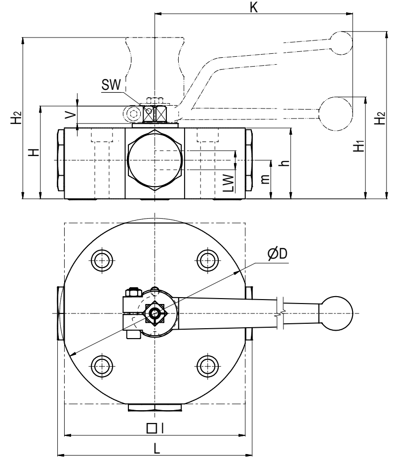 Zawór kulowy wielodrogowy do zamontowania na kolektorze DN6
