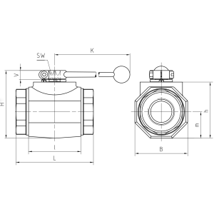 Zawór kulowy gwintowany 2 drogowy  DN32 - DN50 do 420 Bar, 