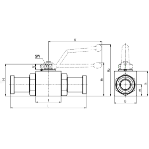 Zawór kulowy flanszowy 2 drogowy z adapterem z dzielonym ko