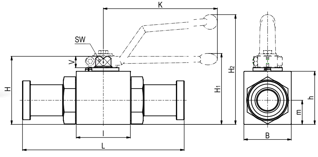 Zawór kulowy flanszowy 2 drogowy z adapterem z dzielonym ko