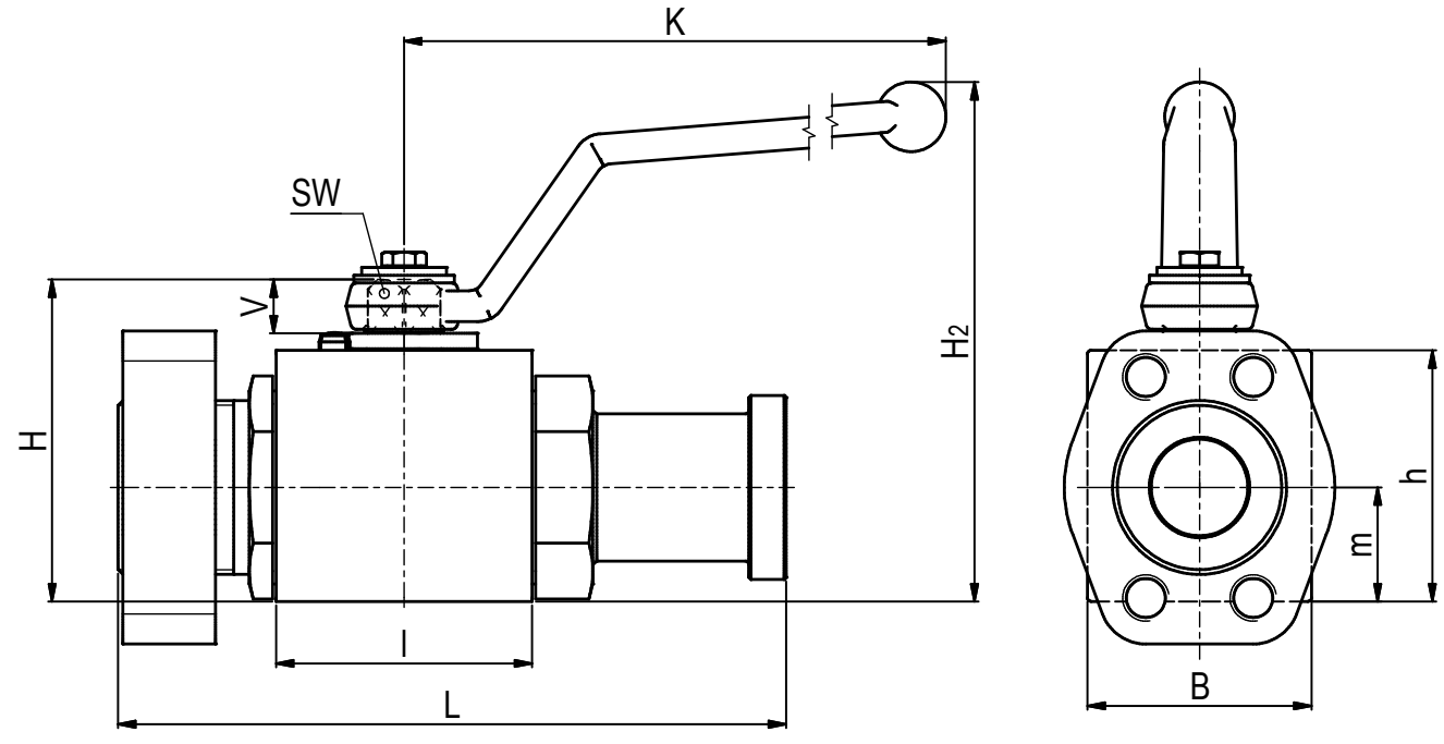 Zawór kulowy 2 drogowy z adapterem z dzielonym kołnierzem