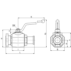 Zawór kulowy 2 drogowy z adapterem z dzielonym kołnierzem 