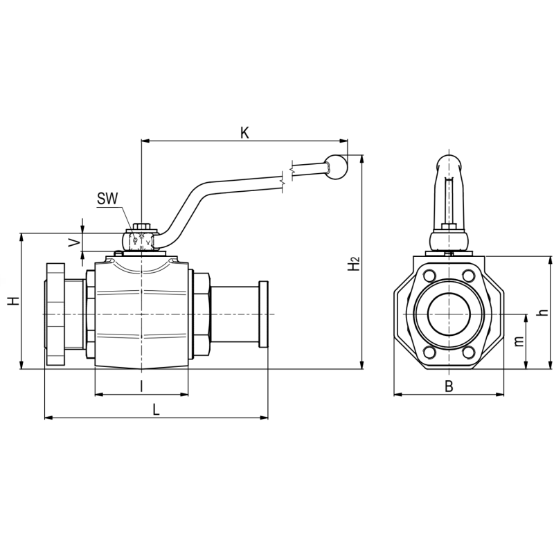 Zawór kulowy 2 drogowy z adapterem z dzielonym kołnierzem 