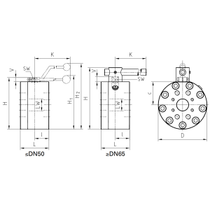 Zawór kulowy 2 drogowy z kołnierzem Metryczny/UNC Podwójn