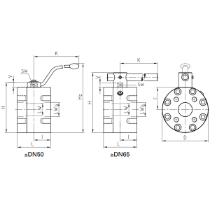 Zawór kulowy kołnierzowy 2 drogowy z kołnierzem z połąc