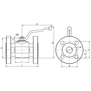 Zawór kulowy kołnierzowy 2 drogowy z kołnierzem z połąc