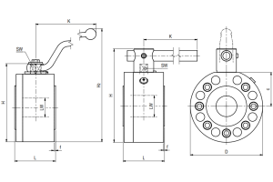 Zawór kulowy kołnierzowy 2 drogowy z połączeniem kołnie
