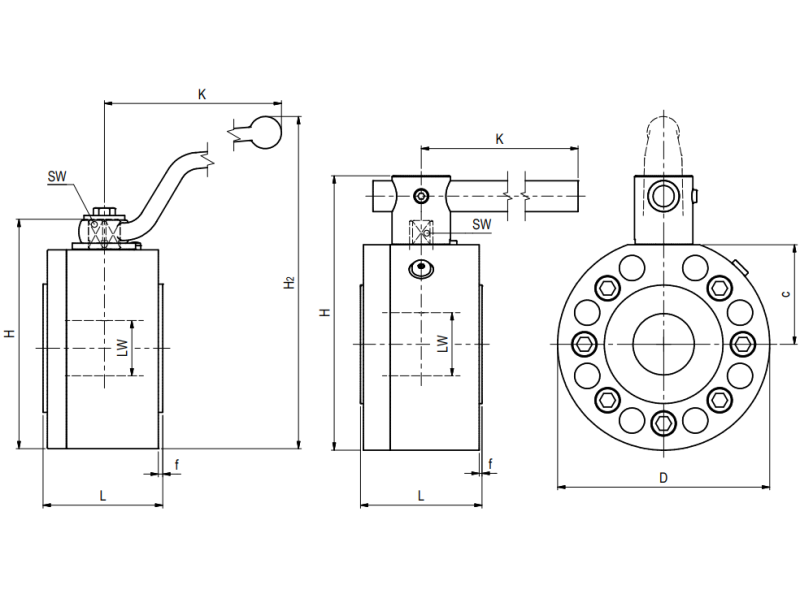 Zawór kulowy kołnierzowy 2 drogowy z połączeniem kołnie