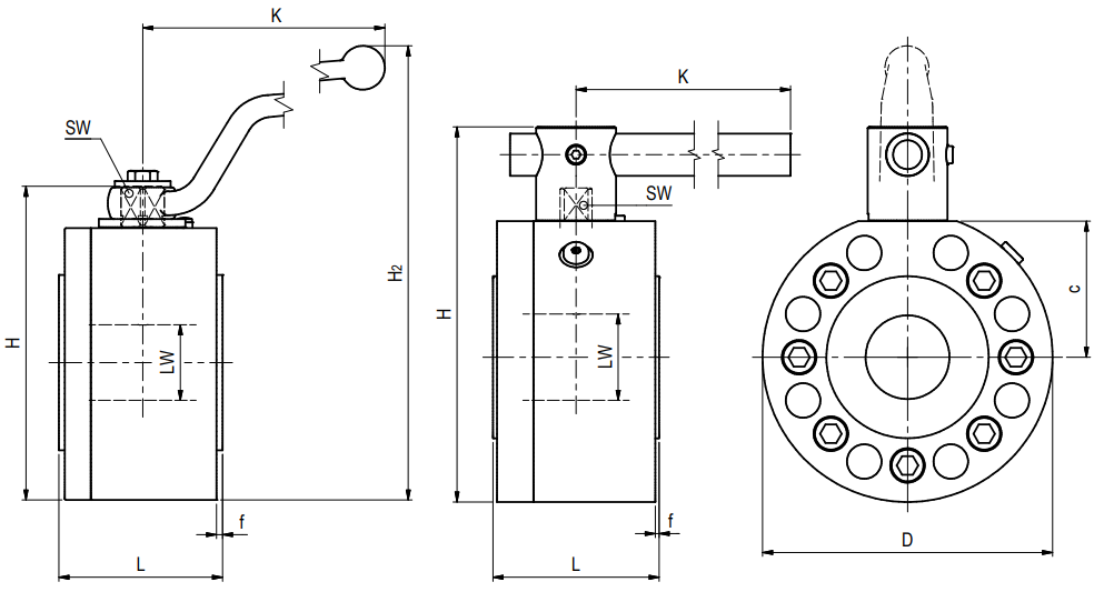 Zawór kulowy kołnierzowy 2 drogowy z połączeniem kołnie