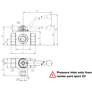 Zawór kulowy gwintowany 3/2 drogowy DN4 - DN50 do 500 Bar,
