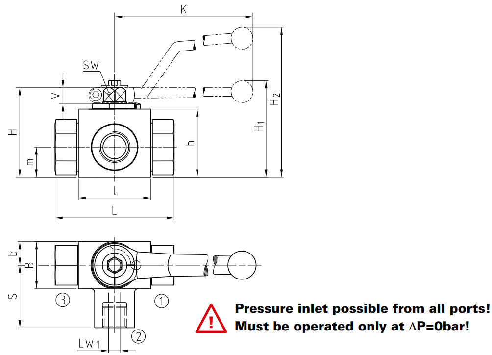 Zawór kulowy 3/2 drogowy DN4 - DN50 do 500 Bar (ciśnienie