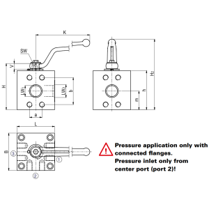 Zawór kulowy 3/2 drogowy z kołnierzem przyłączeniowym SA