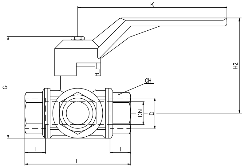 Zawór kulowy gwintowany 3 drogowy niskiego ciśnienia DN6 -