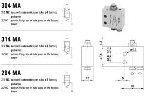 Mikrozawór MA, Elektrozawory - pozycje zaworu: 3/2, Elektro