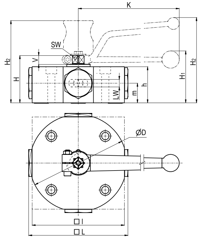 Zawór kulowy wielodrogowy do zamontowania na kolektorze DN6