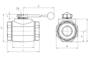 Zawór kulowy gwintowany do gazu DN32 - DN50 350 Bar, Materi