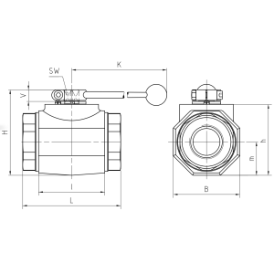 Zawór kulowy gwintowany do gazu DN32 - DN50 350 Bar, Materi