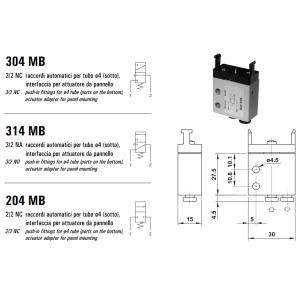 Mikrozawór MB, Elektrozawory - pozycje zaworu: 3/2, Elektro