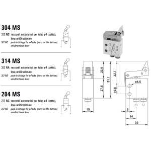 Mikrozawór MS, Elektrozawory - pozycje zaworu: 3/2, Elektro