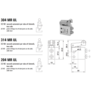 Mikrozawór MR UL, Elektrozawory - pozycje zaworu: 3/2, Elek