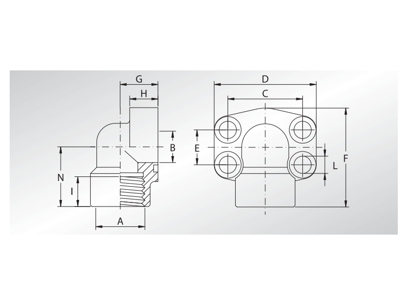 Kołnierz kątowy 90° AFS1 1/2" SAE - 1/2" BSPP - L3000, Ma