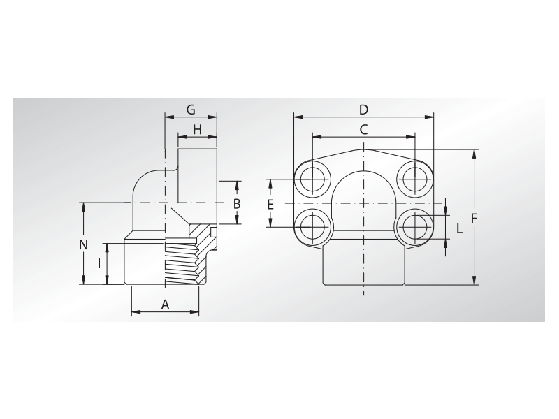 Kołnierz kątowy 90°AFS 1/2" SAE - 1/2" NPT - L3000, Mater