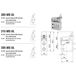 Mikrozawór MS UL, Elektrozawory - pozycje zaworu: 3/2, Elek