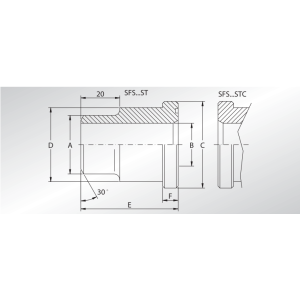 Adapter do spawania Metryczny SFS, Seria flanszy: Seria 3000