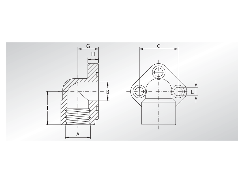 Przyłącze pompy zębatej 90° RP90 3/8" BSPP 3 śruby, Roz