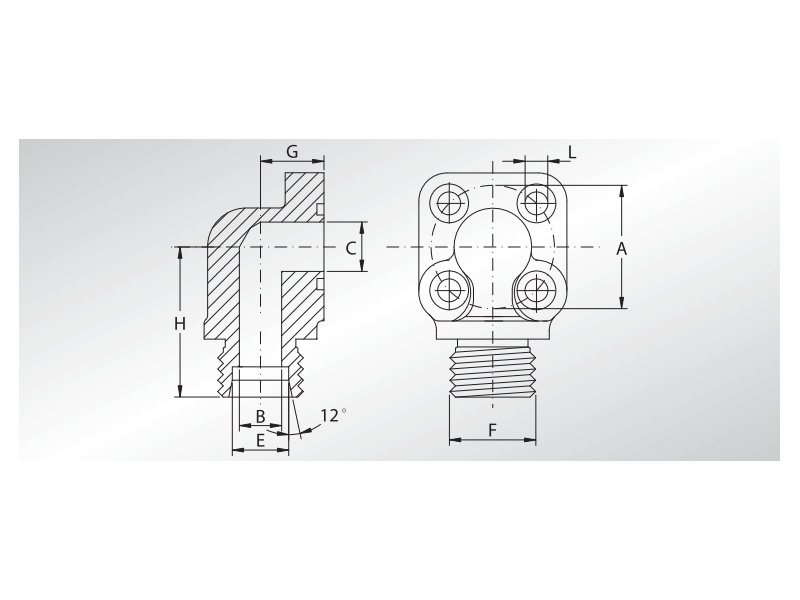 Przyłącze pompy zębatej GF 90°, Materiał: Stal węglowa