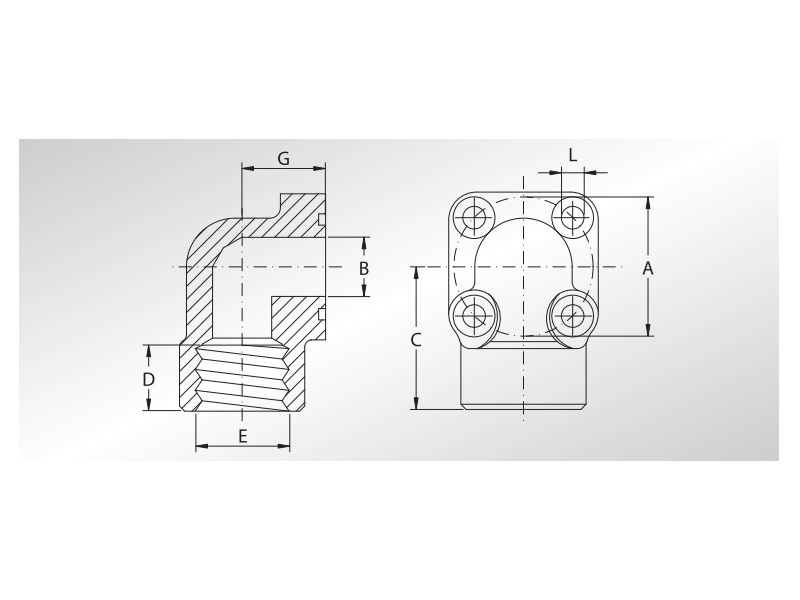 Przyłącze pompy zębatej 90° GF BSPP, Rozmiar gwintu: 3/8